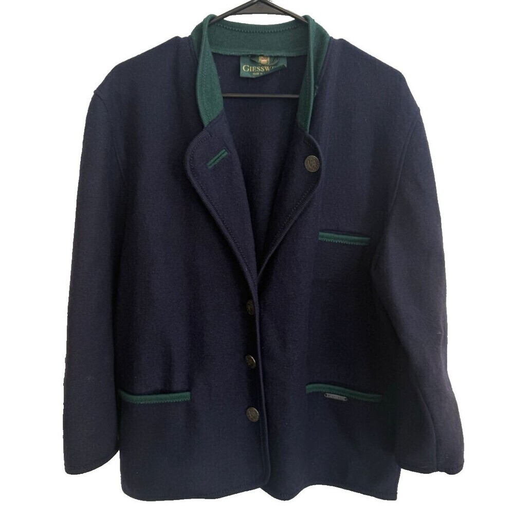 Giesswein Pure Wool Womens Coat Jacket Cardigan Sz 10 Jacket 40 Austria Blue